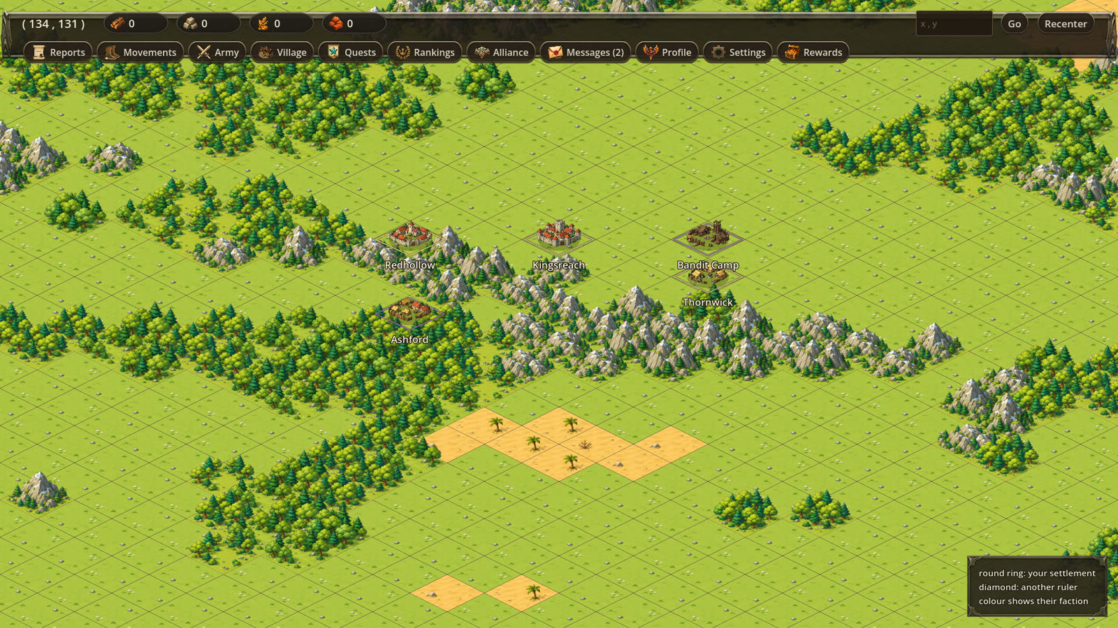 World map with forest, mountain, plain and desert tiles